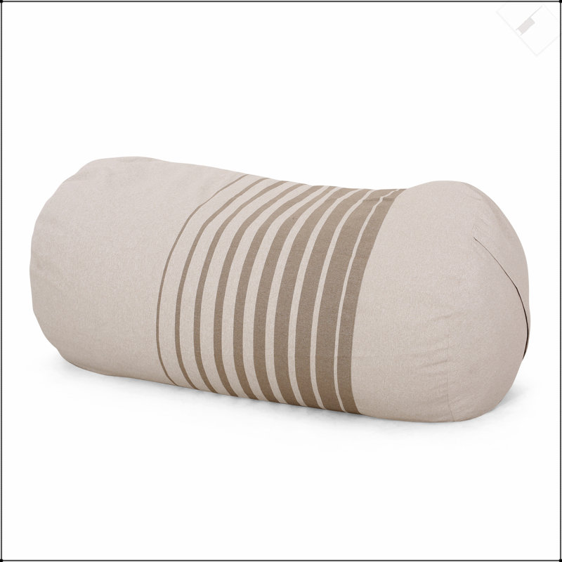 Pouf cylindrique à rayures de 6,5 pieds Zeon, couleur naturelle avec rayures brun clair, confort ultime et design moderne