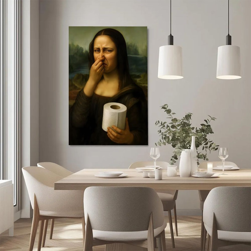 2 pièces, art mural sur toile encadré 1Pc, Mona Lisa, papier de toilette, impression sur toile de style réaliste classique