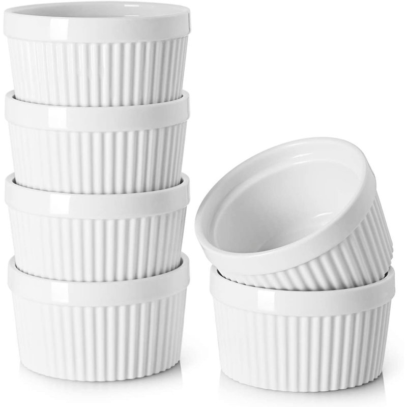 8 oz. Dowan Ramequins ronds en céramique, Blanc