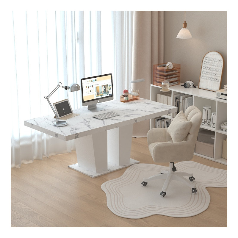 Table de salle à manger extensible pour 6 à 10 personnes, table de cuisine rectangulaire moderne en faux bois blanc, fabrication de panneaux de particules