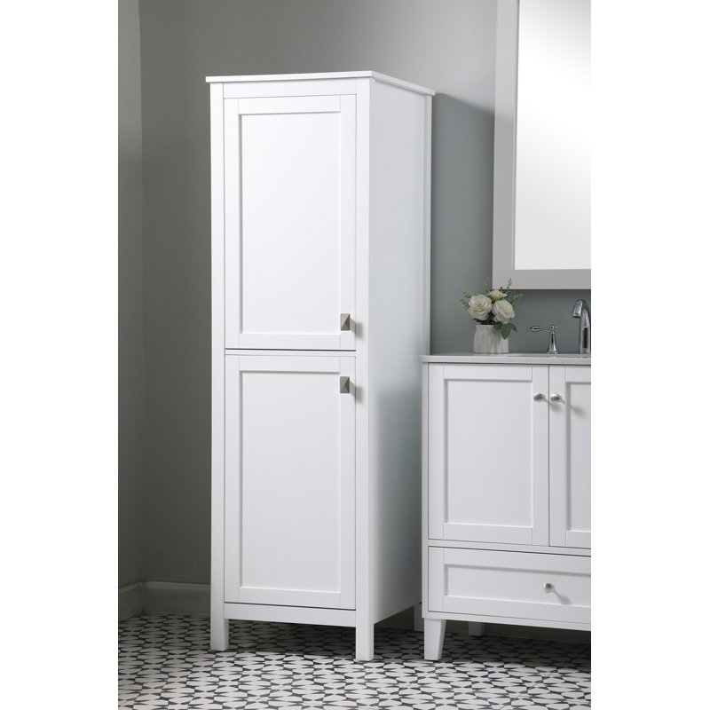 Rangement pour salle de bain Destinymarie, Blanc / nickel brossé, H 65 po x l 20 po x P 22 po