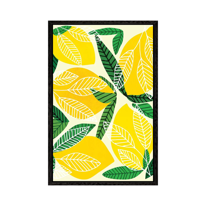 The Lemon Party - Print on Canvas, 152.4cm H x 101.6cm W x 3.81cm D, Black Floater Framed