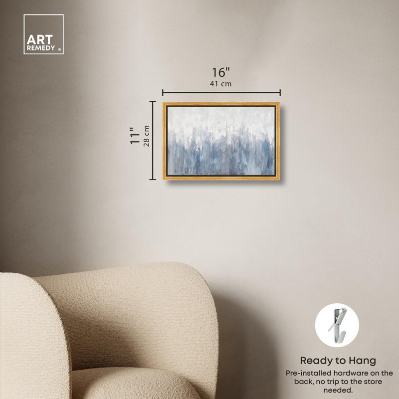 Art Remedy, toile abstraite neutre, H 11 po x l 16 po, Cadre flottant doré