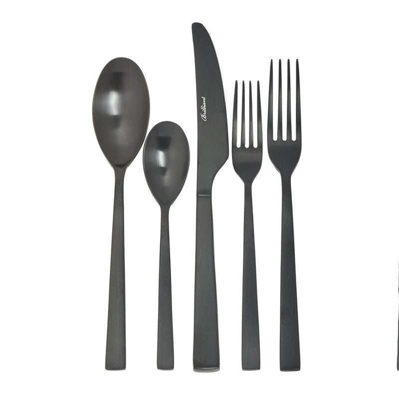 Ensemble de couverts en acier inoxydable Milan, service pour 4, Noir