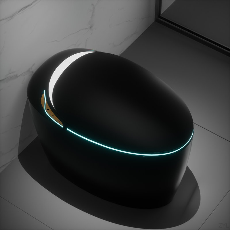 Unique Smart Toilet With Bidet Built In, Intelligent One Piece Toilet For Modern Bathroom, Auto Open/Close Seat, Foot Sensor, LED Display,Night Light, Warm Water & Dryer