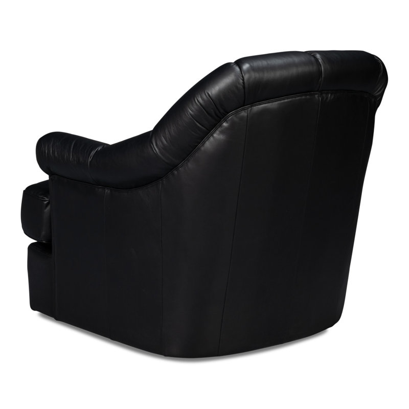 Scoth Swivel Armchair, Black Genuine Leather
