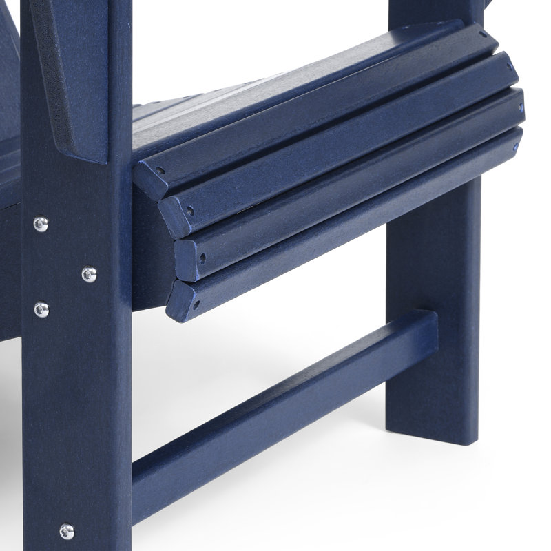 Outdoor Poly Adirondack Chair Set With Coffee Table, Navy