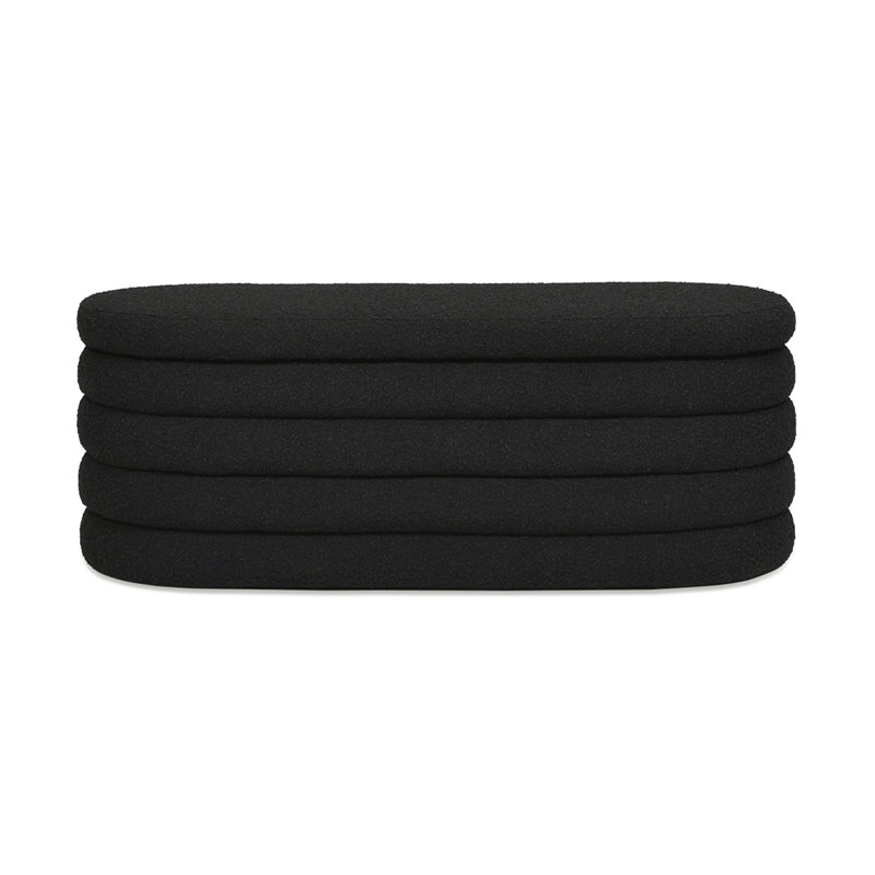 Banc de rangement ovale rembourré Fuji, Noir