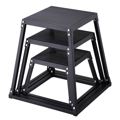 Boîtes de saut pliométriques, boîte de pli de 12/18/24 po, boîte de plateforme et de saut d'agilité, ensemble de boîte d'exercice anti-dérapant pour l'entraînement en gymnastique à domicile, l'entraînement en force, noir