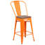 Tabouret de bar ou de comptoir en métal Marian avec dossier et siège en bois Marian-2101696441-2127243145-2101696412