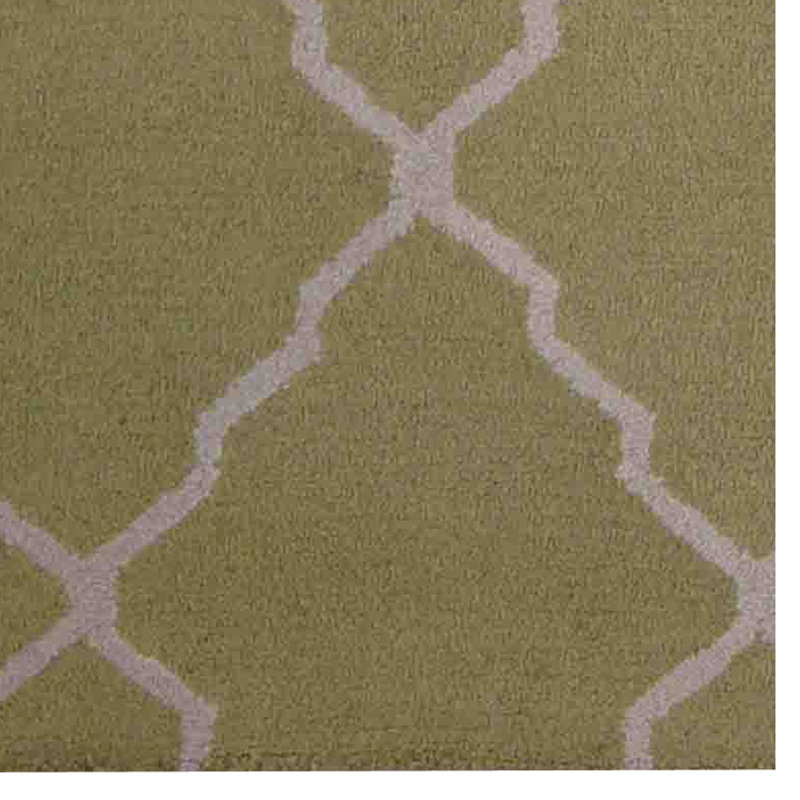 Tapis intérieur vert clair / beige touffeté à la main, Rectangle 5 pi x 7 pi