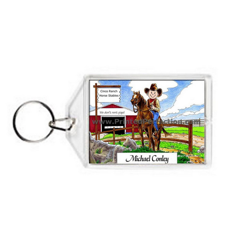 Porte-clés personnalisé en acrylique Cowboy, Oui