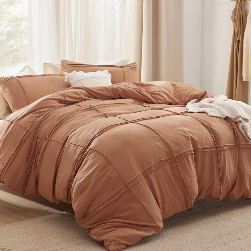 Ensemble de housse de couette en coton W-SXMDWG, Housse de couette pour très grand lit + 2 taies d, Orange