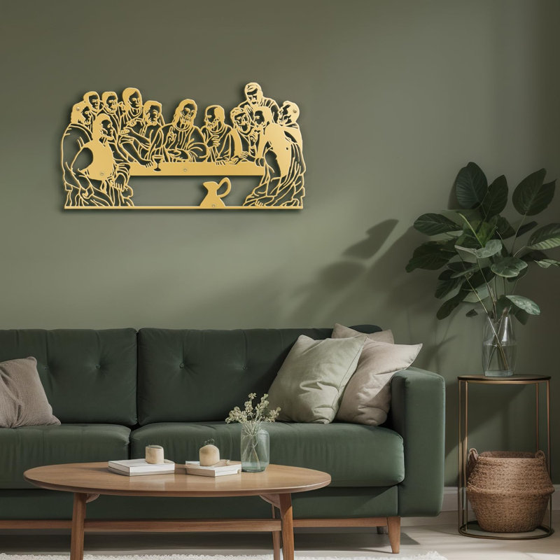 Décoration murale en métal, H 16 po x l 24 po x P 0,05 po, Or