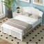 Lit plateforme double en bois avec tête de lit double, blanc