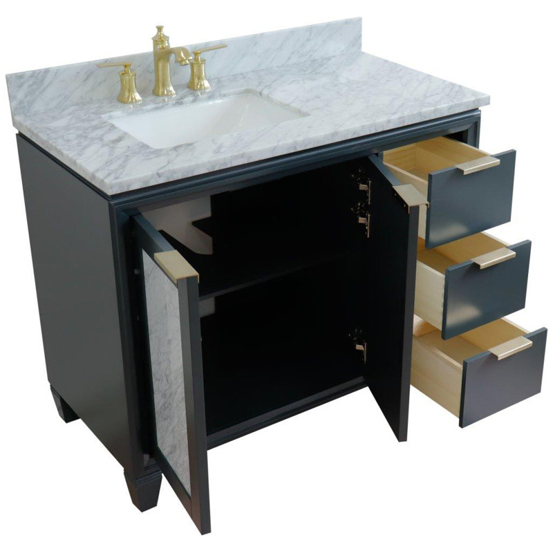 Ensemble de meuble-lavabo simple 43 po avec miroir Schreck, Gris foncé