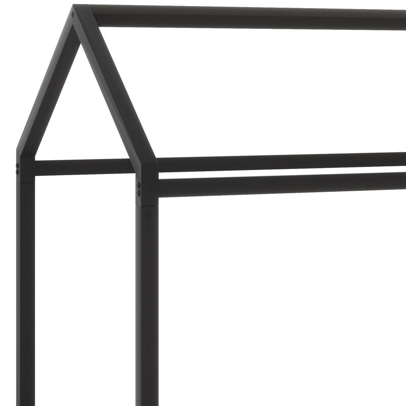 Easy-Assembly Montessori Bed Featuring Playful House Outline, Twin, Black
