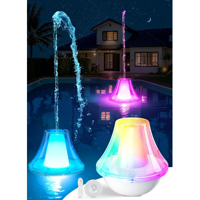 Solar Pool Fountain With Color Lights - Floating Fountain For Above Ground Pools, 2 Spray Modes