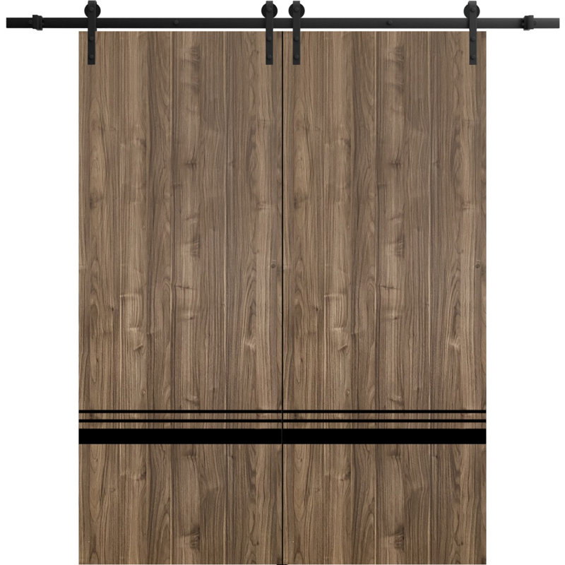 Porte de grange en bois massif massif, Noyer, 48 po x 80 po