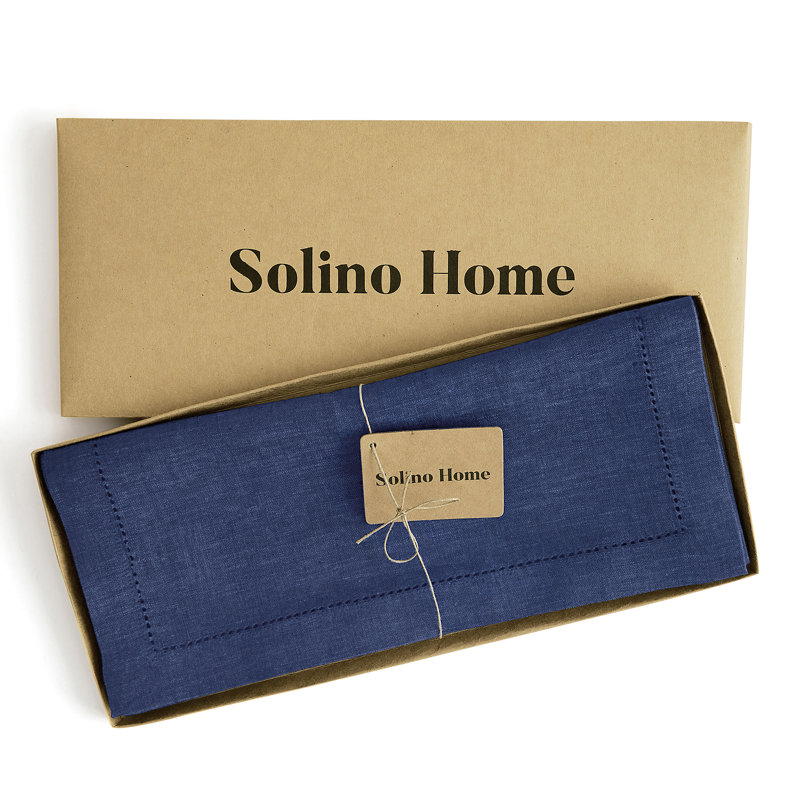 Milan - 100% Pure Linen Table Runner, Chambray Navy, 108" x 14"
