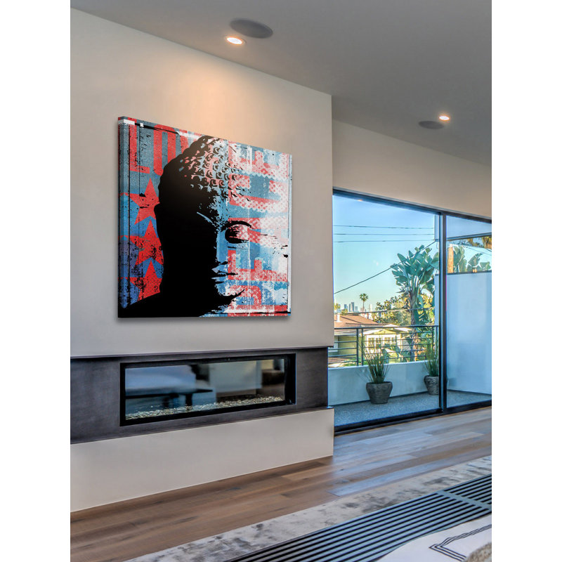 « bouddha graffiti » par rick martin, reproduction d’art sur toile tendue, H 18 po x l 18 po x P 1,5 po