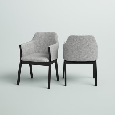 Moberly Modern Dining Side Chairs with Arms in Fabric Upholstery and Wood