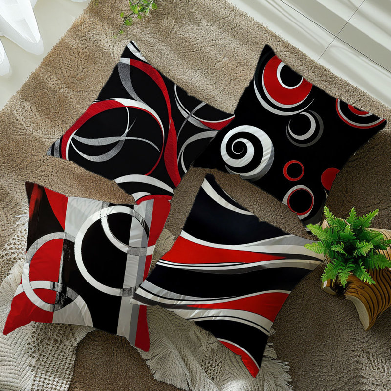 4 housses de coussin décoratives à motif de lignes abstraites 4 pièces