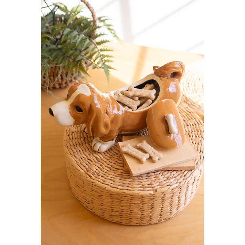  Pot en céramique Basset Hound - rangement décoratif pour chien - hauteur 7 po