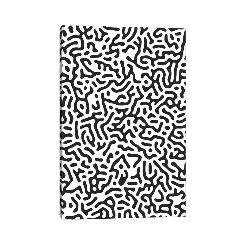 Organic Geo Digital Shapes Monochromatic - Wrapped Canvas Graphic Art - Wrapped Canvas Print