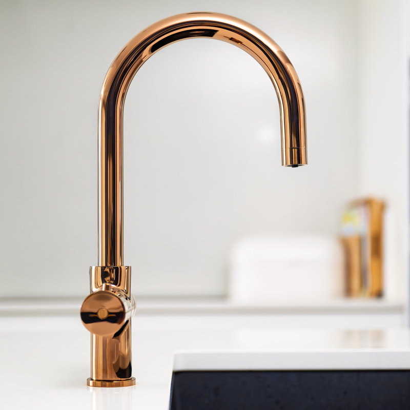 4-in-1 Instant Boiling and Filtered Water Tap - C Shape - 2.4 Litre Boiler, Rose Gold