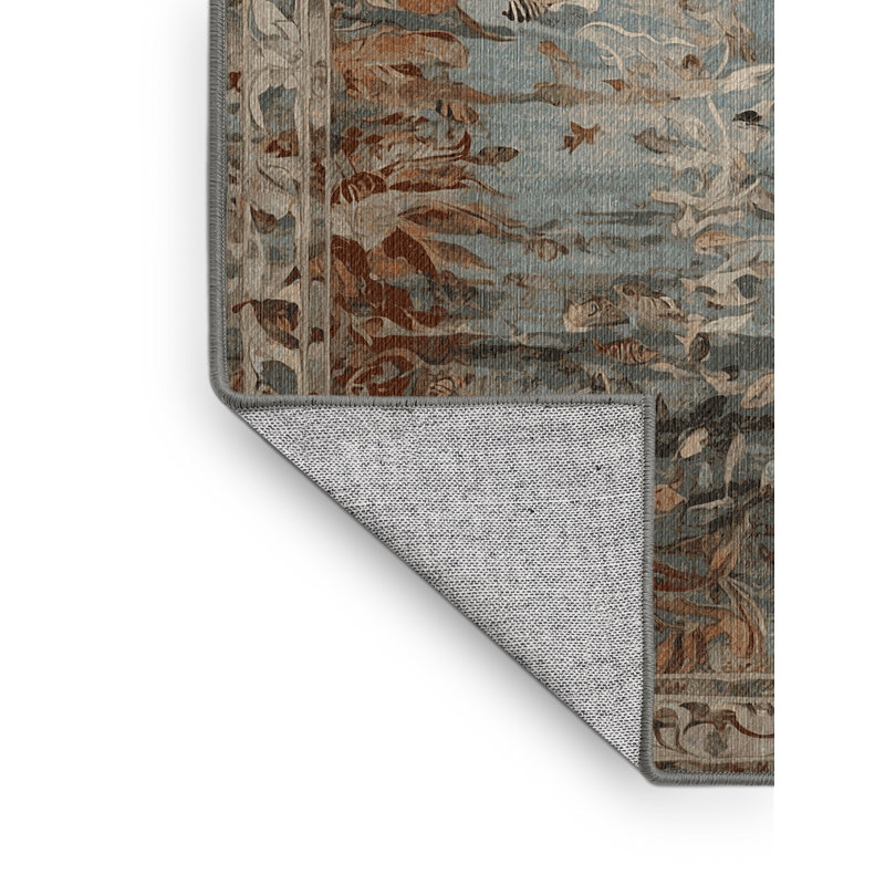 Machine Washable Gray Area Rug, Rectangle 7' x 10'