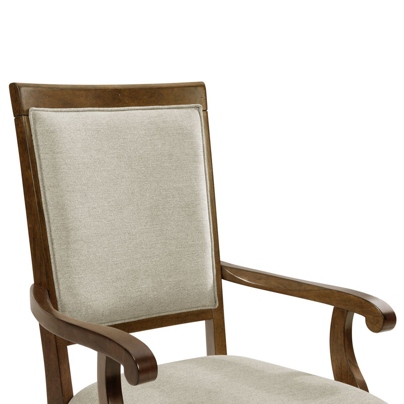 Gordonville Dining Arm Chair with Grey Fabric in Cherry (2 Per Carton)