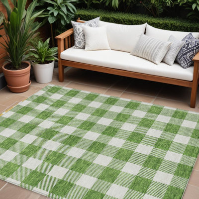 Tapis d'intérieur lavable écossais vert 10 pi x 14 pi