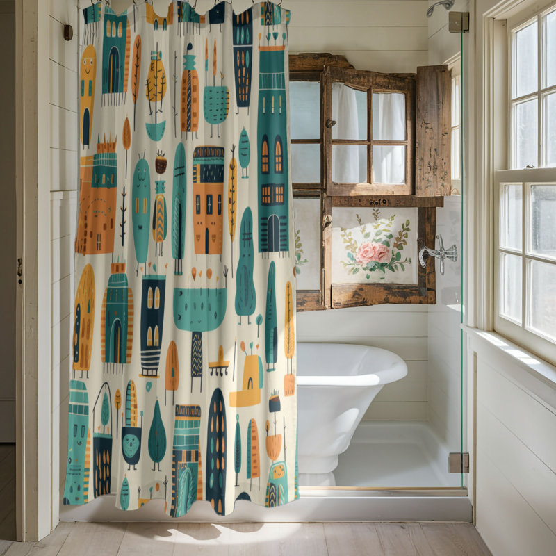 Jolly City - Premium Shower Curtain, 74"H x 71"W