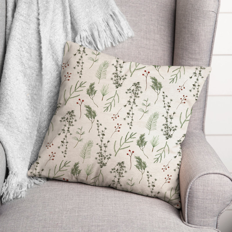 Floral Throw Pillow, White