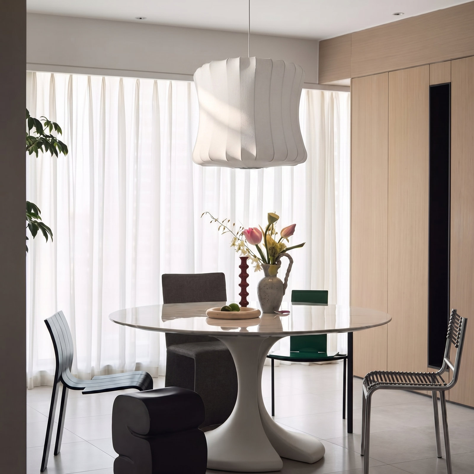 1 - Light Hourglass Fabric Pendant Light