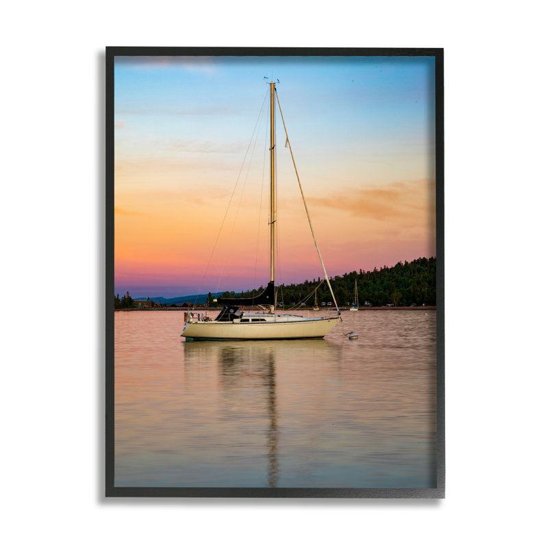 Stupell Industries, coucher de soleil sur un bateau encadré, art numérique par Daniel Sproul, H 30 po x l 24 po x P 1,5 po