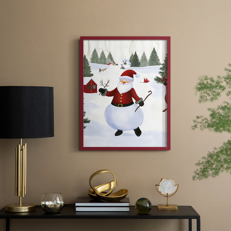 «Christmas Holiday Art», reproduction encadrée CC XXVI - bois massif, H 15 po x l 12 po, Rouge