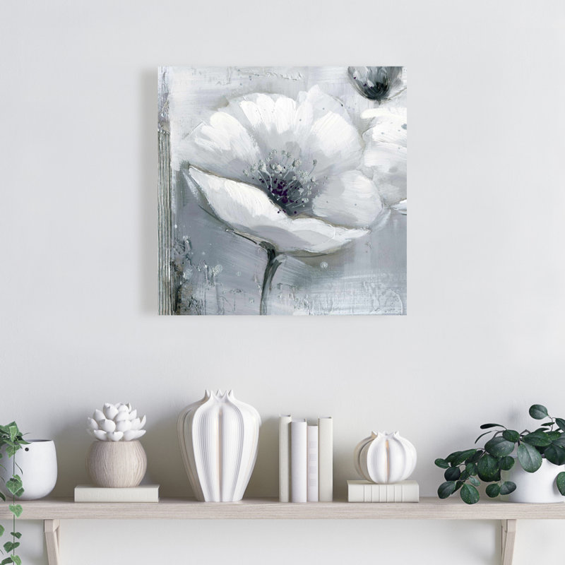 " Grayscale Flowers " Painting Print, 16X16