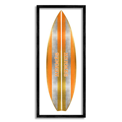 «Orange Glam Stripes Chic Designer Surfboard» par Madeline Blake - impression