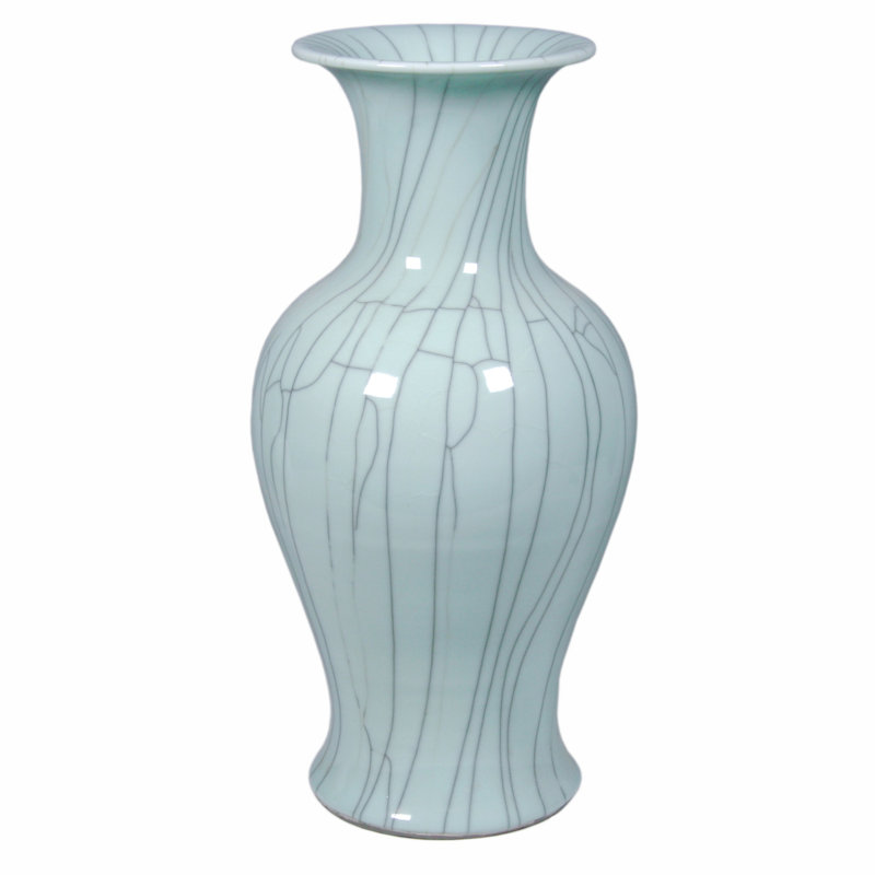 Vase de plancher en porcelaine verte 23 po H Crackle