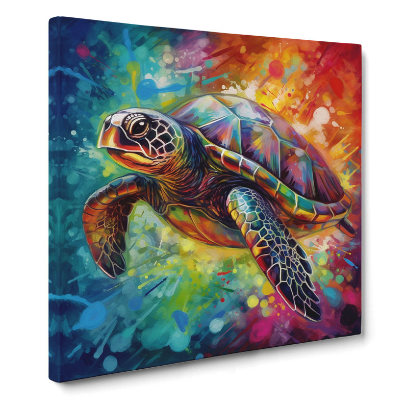 Sea Turtle Abstract - Wrapped Canvas, 50cm H x 50cm W x 3cm D