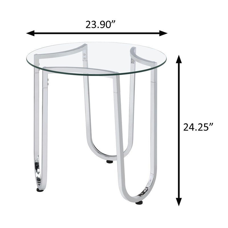 23.9" W Contemporary End Table, Silver