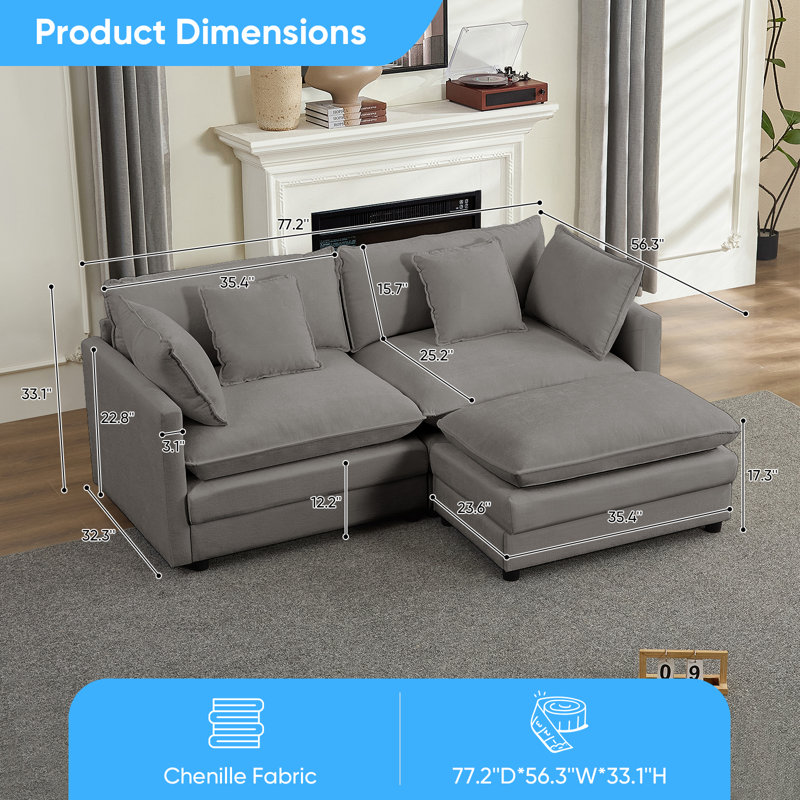 Canapé modulaire Boneless, Gris clair