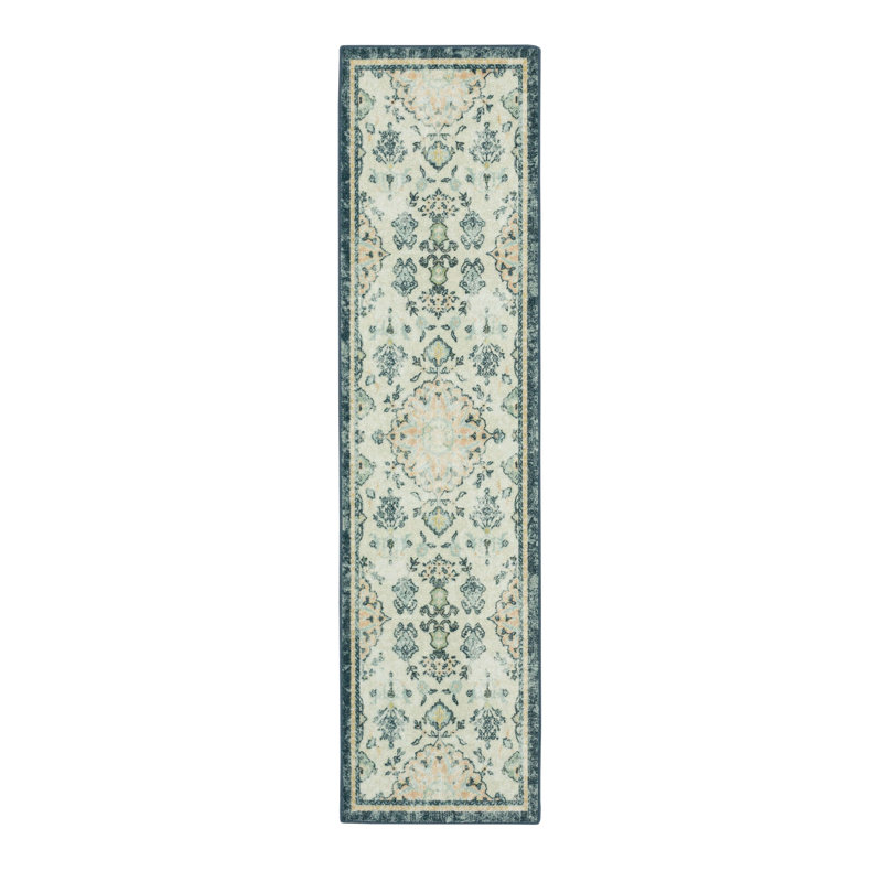 Tapis bleu clair Bungalow Rose Jenson, Tapis de couloir 2 pi x 8 pi