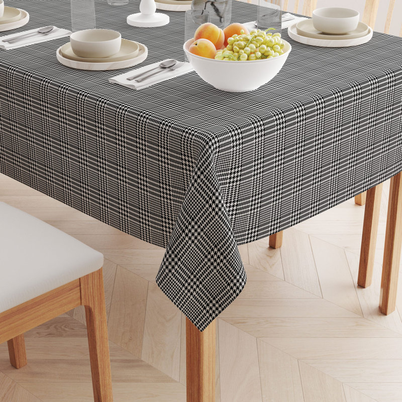 Jayden-Lee Houndstooth Cotton Rectangular Tablecloth Washable Dining Linen, 84" x 60"