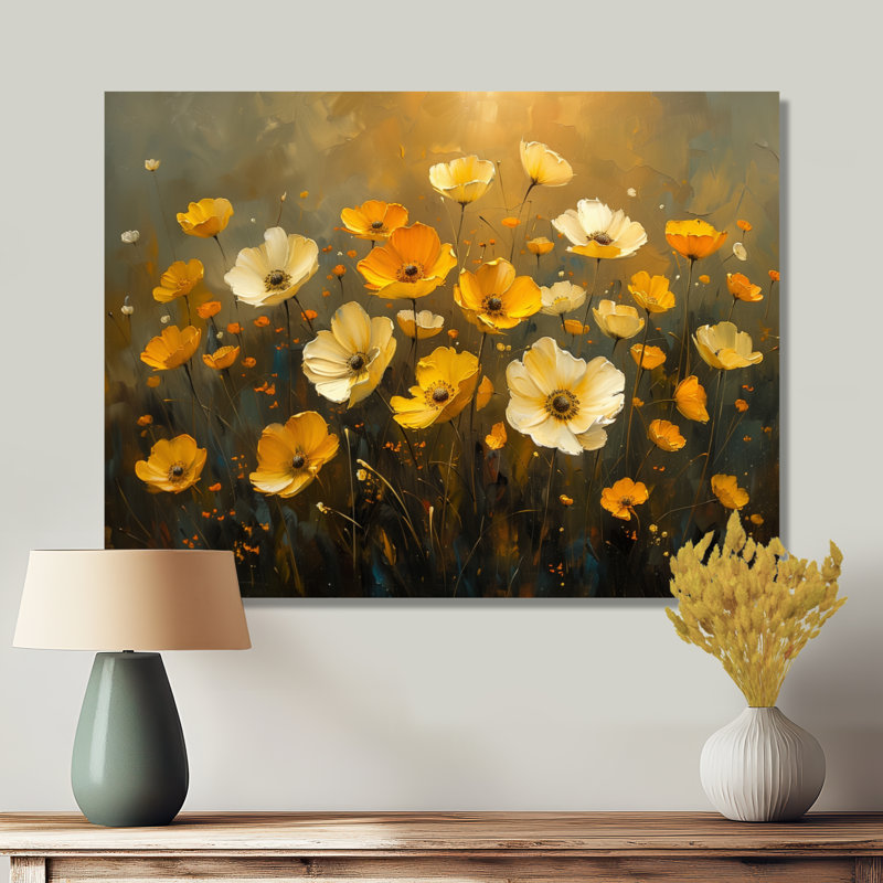 Jeanlouis - Buttercups Wall Art Living Room, Toile tendue, H 40 po x l 60 po