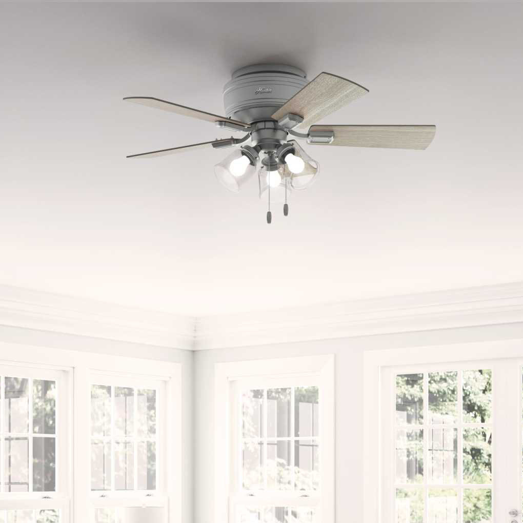 42" Crestfield 5 - Blade Indoor Modern Farmhouse Small Room Ceiling Fan with Lights and Pull Chains Hunter Fan Blade Finish: Matte Silver