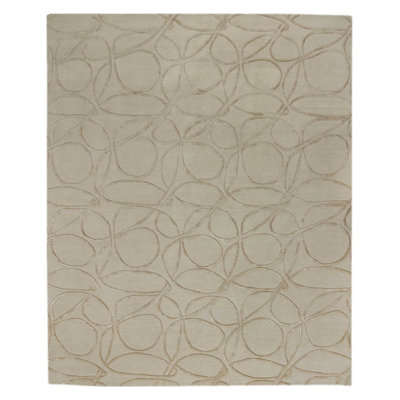 Clover Geometric Hand-Knotted Wool/Silk Beige/Neutral Area Rug