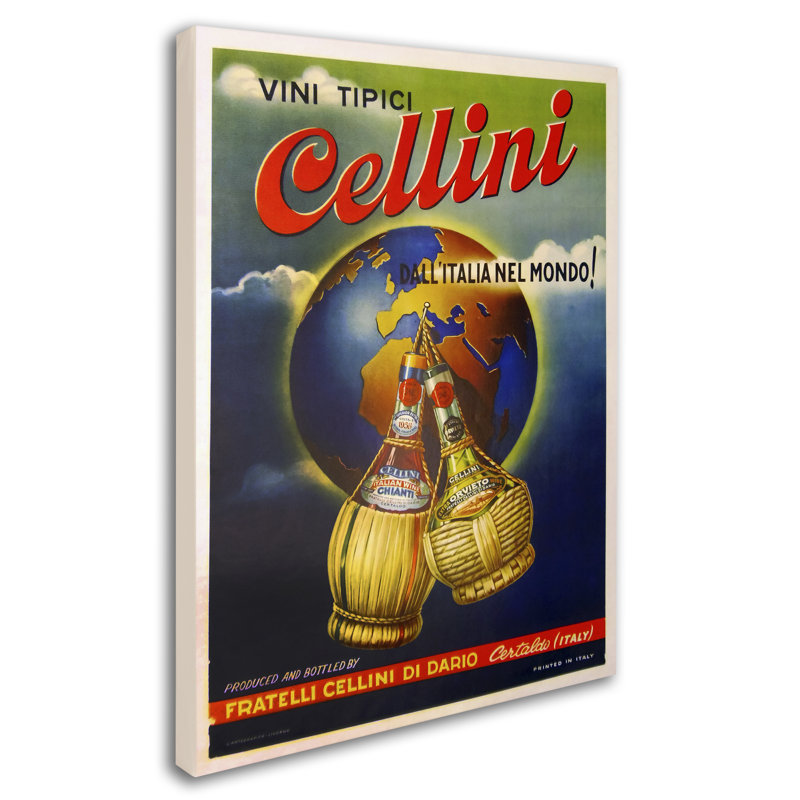 « cellini », affiche rétro sur toile tendue, H 19 po x l 14 po